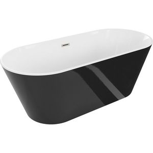 MEXEN/S - Flavia vaňa voľne stojaca 160 x 75, biela/čierna, sifón a prepad nikel kartáčovaná 54031608075-97 vyobraziť