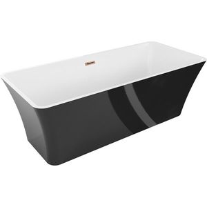 MEXEN/S - Tonia voľne stojaca vaňa 170 x 75, biela/čierna, sifón a prepad ružové zlato 52171707575-60 vyobraziť