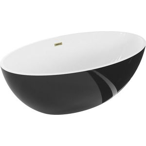 MEXEN/S - Nike voľne stojaca vaňa 175 x 100, biela/čierna, sifón a prepad zlatá 54071751075-50 vyobraziť