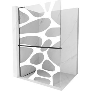 MEXEN/S - Kioto+ L Sprchová zástena WALK-IN s poličkou a držiakom uterákov 90 x 200, biely vzor, čierna 800-090-123-70-97 vyobraziť