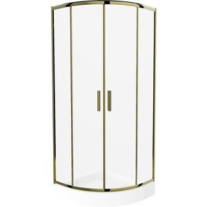 MEXEN/S - Rio sprchovací kút štvrťkruh 80 x 80, transparent, zlato + vanička Rio vrátane výpuste 863-080-080-50-00-4710 vyobraziť