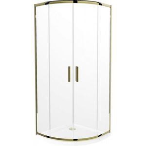 MEXEN/S - Rio sprchovací kút štvrťkruh 80x80, transparent, zlatá + biela vanička so sifónom 863-080-080-50-00-4110G vyobraziť