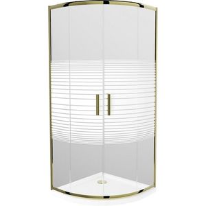 MEXEN/S - Rio sprchovací kút štvrťkruh 80x80, pruhy, zlatá + biela vanička so sifónom 863-080-080-50-20-4110G vyobraziť