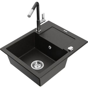 MEXEN/S MEXEN/S - Enzo granitový drez 1-miska s odkvapkávačom vrátane batérie Flora, čierna/zlatá metalik 6506-75-670401-07 vyobraziť