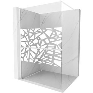 MEXEN/S - Kioto+ Sprchová zástena WALK-IN s poličkou a držiakom uterákov 80 x 200, biely vzor, biela 800-080-121-20-85 vyobraziť