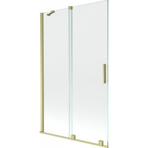MEXEN/S - Velar Dvojkrídlová posuvná vaňová zástena 110 x 150, transparent, zlatá kartáčovaná 896-110-000-01-55 vyobraziť