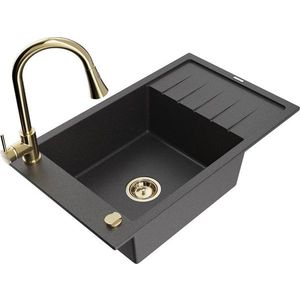 MEXEN/S MEXEN/S - Elias granitový drez 1 s odkvapkávačom vrátane batérie Elia, čierna kropenatá 6511-76-670101-50 vyobraziť