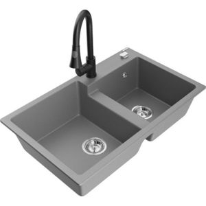 MEXEN/S MEXEN/S - Tomas granitový drez 2-bowl vrátane batérie Elia, šedá 6516-71-670101-70 vyobraziť