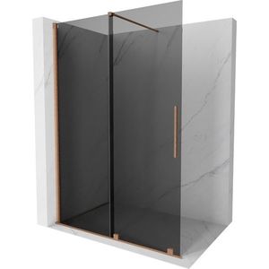 MEXEN/S - Velar Sprchová zástena posuvná Walk-in 160 x 200, grafit 8 mm, meď kartáčovaná 871-160-000-43-65 vyobraziť