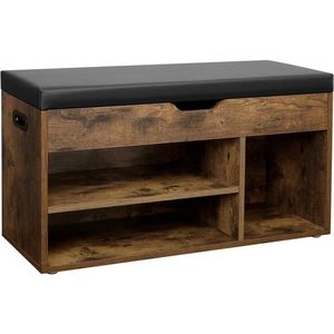 Stojan na topánky so sedadlom Houseland Liam hnedý/čierny vyobraziť