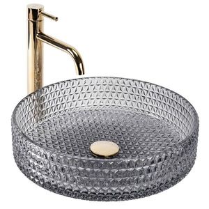 REA - Umývadlo na dosku Cristal Grey 39 nikl Ring REA-U8880 vyobraziť