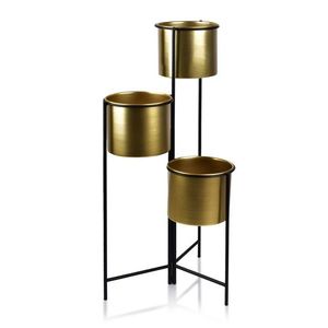 Stojan SWEN GOLD s 3 kvetináči čierno-zlatý vyobraziť