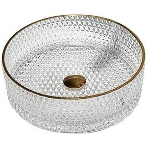 MEXEN - Aura sklenené umývadlo na dosku 39x39, transparent/zlatá 24013905 vyobraziť