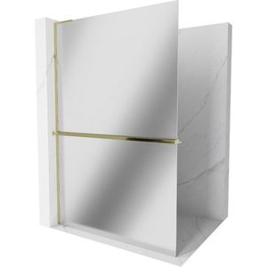 MEXEN/S - Kioto+ L Sprchová zástena WALK-IN s poličkou a držiakom uterákov 80 x 200, zrkadlová, zlatá 800-080-123-50-50 vyobraziť