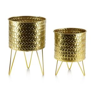 Súprava 2 kvetináčov SWEN 20xh30cm, 18xjh23, 5cm zlatá vyobraziť
