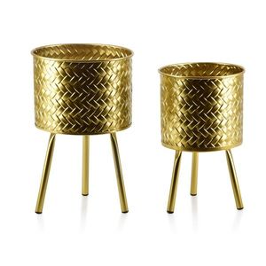 Súprava 2 kvetináčov SWEN L: 20xh32cm, M: 18xh28cm zlatá vyobraziť
