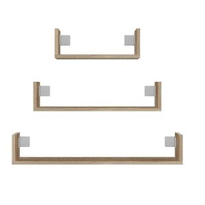 Súprava dubových nástenných políc MOBI hnedá vyobraziť
