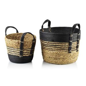 Súprava dvoch košov Bali z morskej trávy hnedá/čierna vyobraziť