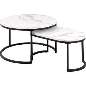 Súprava konferenčných stolíkov SPIRO čierny/biely mramor vyobraziť