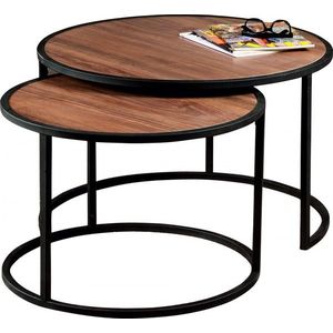 Súprava konferenčných stolíkov Tambur 80 cm hnedá/čierna vyobraziť