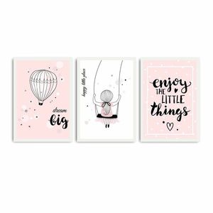 Súprava obrazov Little 3 ks 35x50 cm ružová vyobraziť