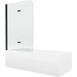 MEXEN/S - Vega obdĺžniková vaňa 160 x 70 cm s panelom + vaňová zástena 80, transparent, čierna 550116070X9008027000 vyobraziť