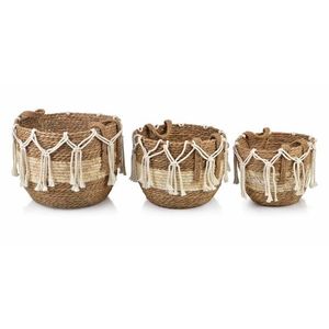 Súprava troch košov Bali z morskej trávy so vzorom III hnedá/biela vyobraziť