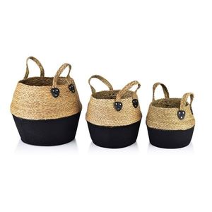 Súprava troch košov Bali z morskej trávy VII hnedá/čierna vyobraziť