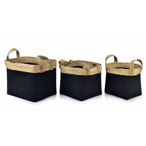Súprava troch košov Bali z morskej trávy VIII čierna vyobraziť