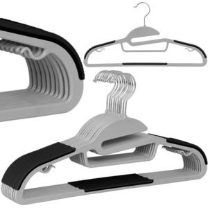 Súprava vešiakov na oblečenie FLEXI 10 kusov šedá/čierna vyobraziť