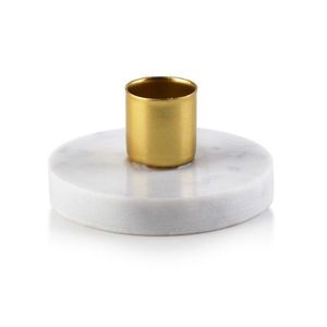 Svietnik Cedric Marble 7, 5 cm zlatý/biely vyobraziť