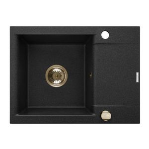 INVENA INVENA - Granitový drez TESALIA krátky odkvap, čierny s automatickým sifónom, zlatý AZ-01-Z42-B vyobraziť