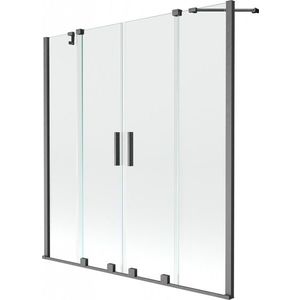 MEXEN/S - Velar Duo Dvojkrídlová posuvná vaňová zástena 150 x 150, transparent, šedá kartáčovaná 896-150-000-02-66 vyobraziť