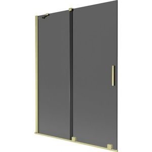 MEXEN/S - Velar dvojkrídlová posuvná vaňová zástena 130 x 150, grafit, zlatá kartáčovaná 896-130-000-41-55 vyobraziť