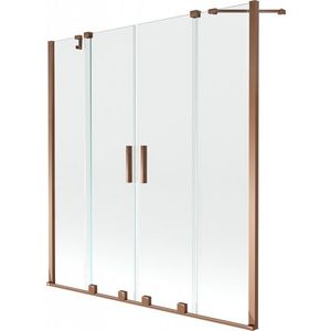 MEXEN/S - Velar Duo Dvojkrídlová posuvná vaňová zástena 150 x 150, transparent, růžové zlato 896-150-000-02-60 vyobraziť
