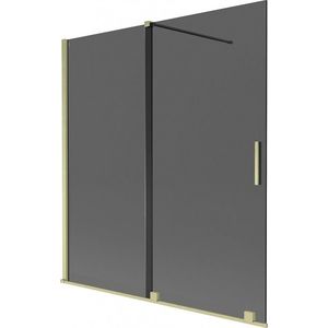 MEXEN/S - Velar dvojkrídlová posuvná vaňová zástena 150 x 150, grafit, zlatá kartáčovaná 896-150-000-41-55 vyobraziť