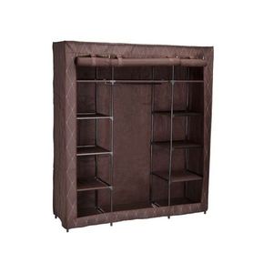 Textilná šatníková skriňa Karol hnedá – 10 políc vyobraziť