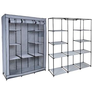 Textilná skriňa Mira s 10 policami - sivá vyobraziť