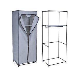 Textilná skriňa s policami Fela - sivá vyobraziť