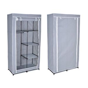 Textilný šatník so 6 policami Mirek - sivý vyobraziť