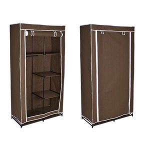 Textilný šatník so 6 policami Mirek - hnedý vyobraziť