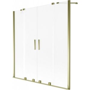 MEXEN/S - Velar Duo dvojkrídlová posuvná vaňová zástena 150 x 150, dekor, zlatá 896-150-000-32-50 vyobraziť