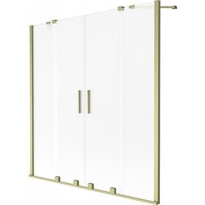 MEXEN/S - Velar Duo dvojkrídlová posuvná vaňová zástena 150 x 150, dekor, zlatá kartáčovaná 896-150-000-32-55 vyobraziť