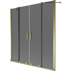 MEXEN/S - Velar Duo dvojkrídlová posuvná vaňová zástena 150 x 150, grafit, zlatá 896-150-000-42-50 vyobraziť