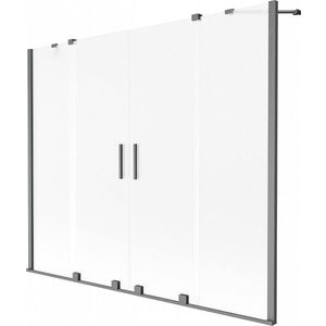 MEXEN/S - Velar Duo dvojkrídlová posuvná vaňová zástena 180 x 150, dekor, grafit kartáčovaná 896-180-000-32-66 vyobraziť