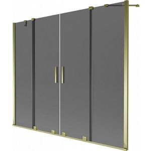MEXEN/S - Velar Duo dvojkrídlová posuvná vaňová zástena 180 x 150, grafit, zlatá 896-180-000-42-50 vyobraziť