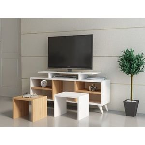TV stolek KUTAY se stolky 120 cm bílý/teak vyobraziť