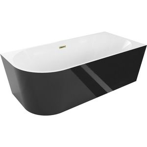 MEXEN/S - Mia voľne stojaca rohová vaňa pravá 180 x 80, biela/čierna, sifón a prepad zlatá 52691808075P-50 vyobraziť