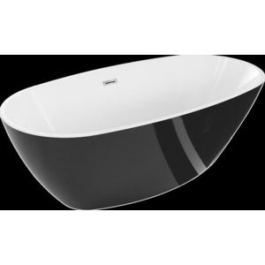 MEXEN/S - Eris voľne stojaca vaňa 180 x 95, biela/čierna, sifón a prepad chróm 53441809575-01 vyobraziť