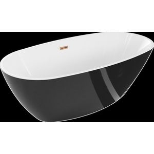 MEXEN/S - Eris voľne stojaca vaňa 180 x 95, biela/čierna, sifón a prepad meď kartáčovaná 53441809575-65 vyobraziť